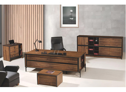 Muebles de oficina oficina completa Escritorio Oficina Set 4 piezas Madera Marrón