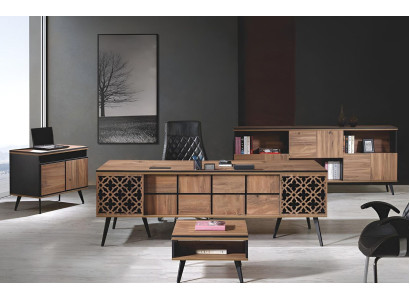 Escritorio de oficina muebles de estudio oficina completa escritorio 4 piezas madera marrón