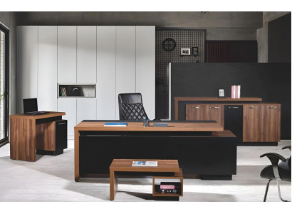 Muebles de oficina, oficina completa, escritorio, mesa de oficina, 4 piezas, madera negra.