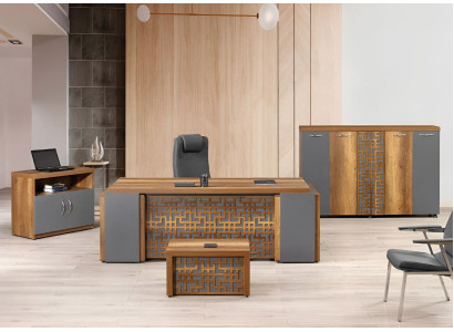 Mesa de oficina Muebles de oficina Oficina completa Escritorio Set de 4 piezas Madera Marrón Oficina