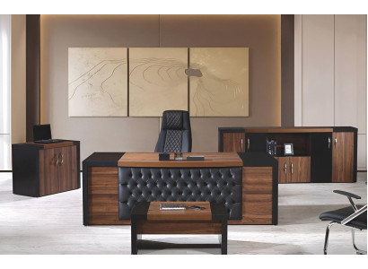 Muebles de oficina para estudio Escritorio de oficina Juego de mesa de oficina 4 piezas Madera Marrón