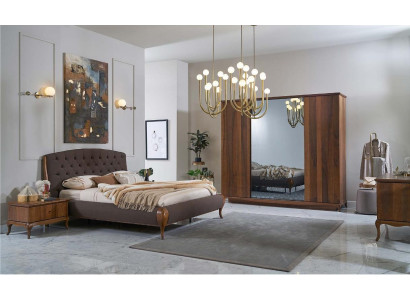Juego de dormitorio completo Cama Cama doble Conjunto 4 piezas Dormitorio Marrón Nuevo
