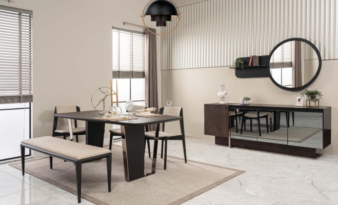 Comedor Conjunto de comedor Muebles de comedor Esquina de comer Juego de 8 piezas Madera Marrón Mesa