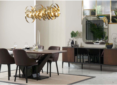 Zona de comedor Conjunto de comedor Muebles de comedor Set de comedor de 9 piezas Madera Marrón Mesa