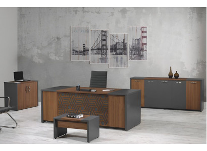 Escritorio de oficina Muebles de oficina Oficina completa Conjunto de escritorio 4 piezas Madera Marrón Oficina