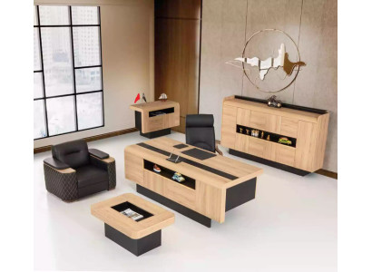 Muebles despacho de lujo Juego completo de mobiliario de oficina Mesa Armario 3 piezas