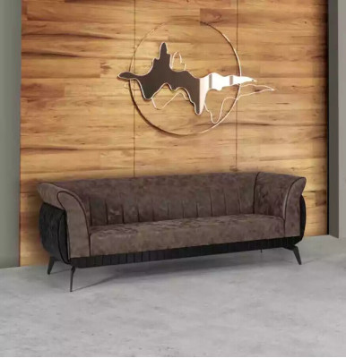 Conjunto de sofá marrón de tres plazas, sillón, muebles de oficina, conjunto de sofás de 2 piezas.