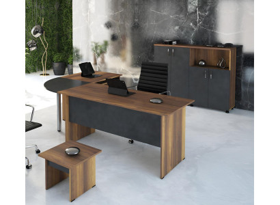 Muebles de ordenador Escritorio para trabajar Muebles de oficina Escritorio de esquina 3 piezas Juego de madera Gris