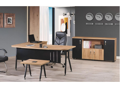 Muebles de oficina para computadora, escritorio de trabajo, muebles de oficina, conjunto de madera de 3 piezas en negro.