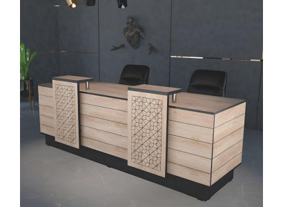 Recepción Mostrador de recepción Mostrador de recepción Oficina Hotel Madera Marrón Mesa