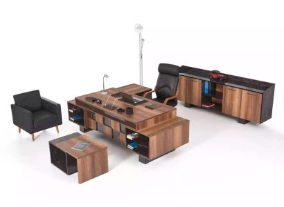 Conjunto de muebles de oficina completo, escritorio esquinero para la oficina en casa, gabinete de oficina nuevo.