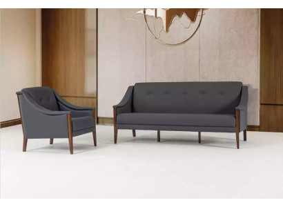 Sofá gris con cojínes, de tres plazas, conjunto de sillones modernos completos, 2 piezas, nuevo.