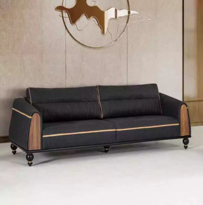 Sofás negros conjunto moderno de tres piezas de tela para sillón de tres plazas.