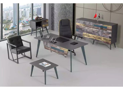 Set de oficina con todo incluido, escritorio, armario de oficina, de lujo.