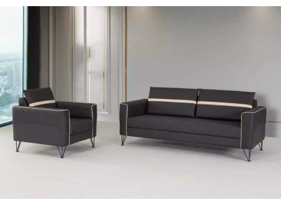 Conjunto de sofás Muebles tapizados Tres plazas Sillón Diseñador Textil Muebles 2 piezas