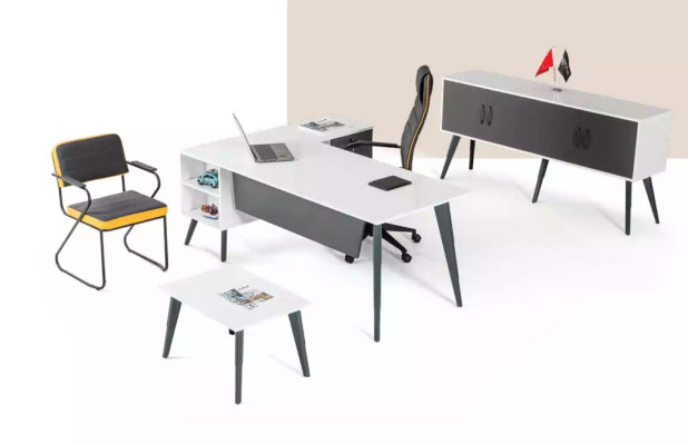 Escritorio de esquina blanco Armario de oficina Mesas de centro Muebles de oficina Mobiliario