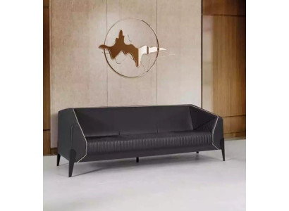 Sofá de cuero negro Muebles de oficina Sala de estar Nuevo sofá Sofás de lujo