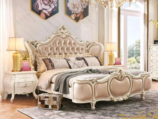 Dormitorio muebles Cama 2x Mesitas de noche Lujo Set Nuevos muebles clásicos de 3 piezas