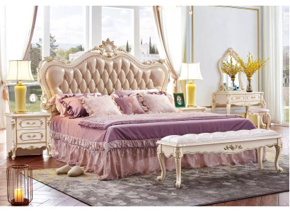 Conjunto de dormitorio cama chesterfield 2x mesitas de noche muebles clásicos de 3 piezas