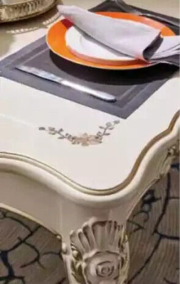 Mesa de comedor de lujo, juego de comedor de 6 sillas, muebles clásicos de 7 piezas nuevos.