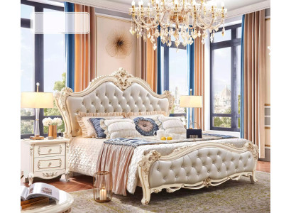 Set clásico de muebles de 3 piezas que consta de una cama de lujo y 2 mesitas de noche.