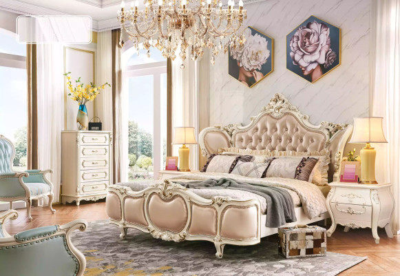Dormitorio muebles Cama 2x Mesitas de noche Lujo Set Nuevos muebles clásicos de 3 piezas