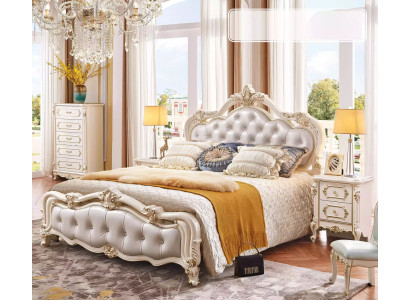 Juego de dormitorio chesterfield cama + 2 mesitas de noche de madera de lujo 3 piezas Interior.