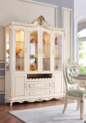 Vitrine de madera muebles de sala de estar clásicos nuevo lujo interior perlado