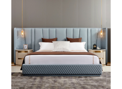 Gran dormitorio Cama doble Camas de diseñador Estructura de madera Cama tapizada