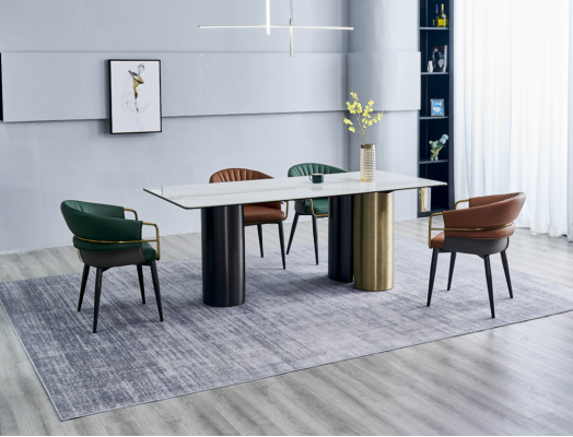 Grupo de comedor conjunto de diseñadores mesa de comedor 4 sillas de cuero artificial 5 piezas.
