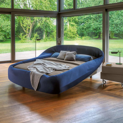 Cama doble semicircular azul, diseño de camas de lujo de dormitoriomuebles de lujo.