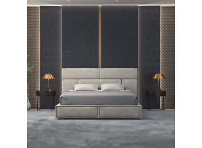 Cama doble gris diseño dormitorio muebles cama de cuero estructura de madera