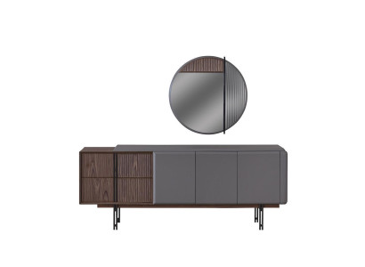 Set de comedor exclusivo que consta de aparador de 2 piezas y espejo. Novedad.