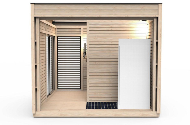 Sauna de madera Sauna exterior Madera de pino Casa de sauna panorámica Cabaña de jardín