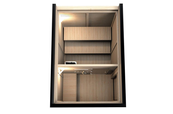 Sauna de madera saunas secas al aire libre en el jardín.