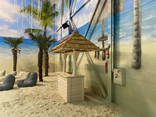 Barra de bar Bar en casa Jardín Mesa alta Mostrador Mesa alta con techo 300x130x270