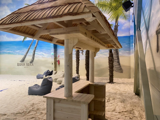 Barra de bar Bar en casa Jardín Mesa alta Mostrador Mesa alta con techo 300x130x270