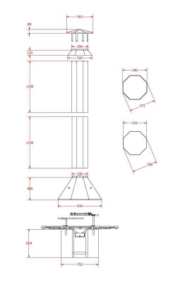 Parrilla de metal de 8 esquinas con mesa perimetral. Kit para su cabaña de parrilla existente.