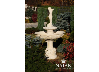 Fuente de jardín con fuente de rana de 165 cm en fuente de piedra.