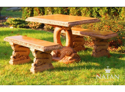 Antiguo estilo de muebles de jardín de piedra rústica mesas de terraza mesa en forma de pez PROSTY.