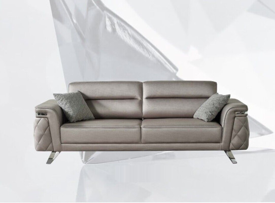 Juego de sofás de lujo de tres plazas y sillón en tela gris Sofá tapizado Sofás