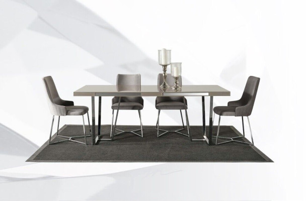 Rincón de comedor Grupo de comedor Grupo de comedor Mesa de comedor Sillas 7 piezas Madera Gris