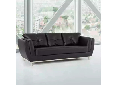 Sofá de tres plazas negro, muebles de lujo, sofá moderno tapizado en cuero.