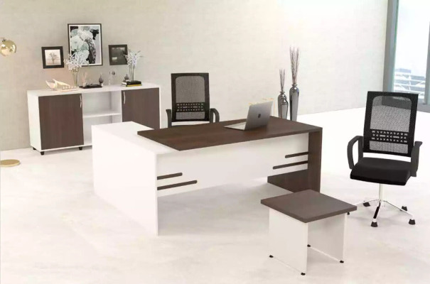 Blanco conjunto de oficina de lujo para la configuración completa de la oficina 3 piezas. 
