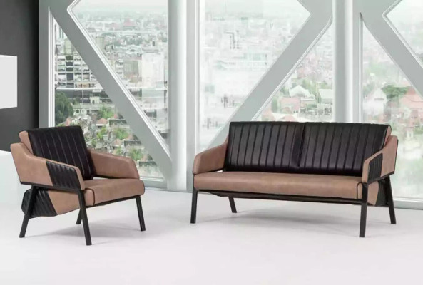 Conjunto de sofás beige de diseñador, sofá de dos plazas, sillón, juego de sofá, tapizado 2+1.