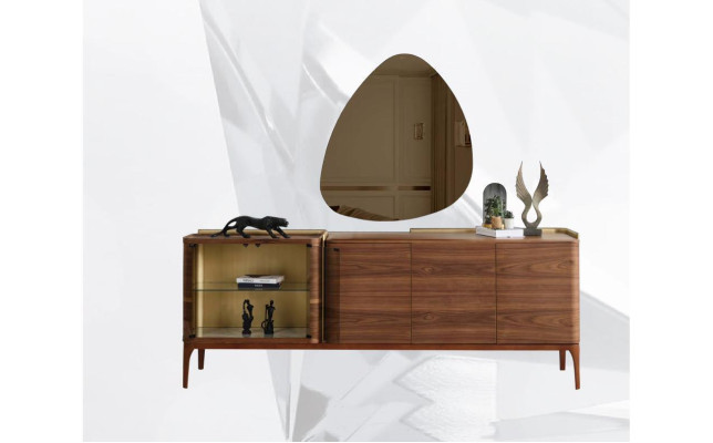 Mueble aparador con espejo gabinete armario armario de madera marrón cómoda diseño