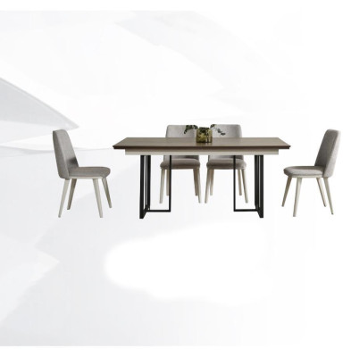 Esquina de la mesa de comedor Grupo de comedor Blanco Grupo de comedor Mesa de comedor Sillas 7 piezas Madera