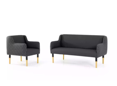 Juego de sofás en acero inoxidable, conjunto de sofá de dos plazas, sillón individual, sillón acolchado.