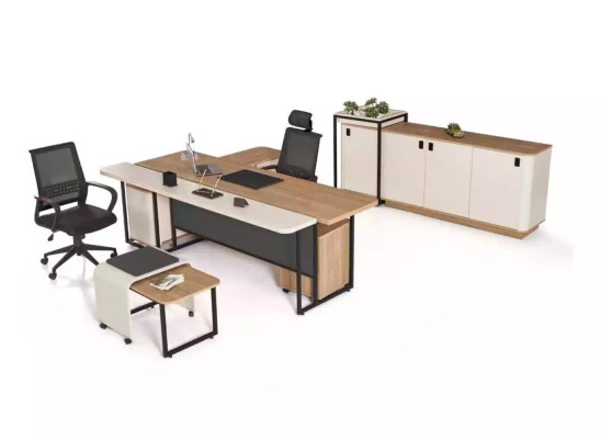 Mesa de esquina para oficina de diseñador moderno, muebles nuevos.