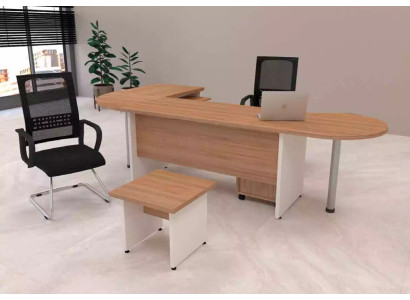 Conjunto de diseñador de 2 piezas, escritorio de esquina completo de oficina moderna.